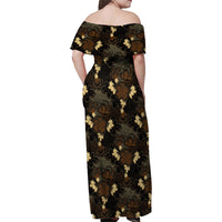 Javanese Batik Semen Family Matching Off Shoulder Maxi Dress and Hawaiian Shirt Indonesian Traditional Pattern LT01 - Polynesian Pride