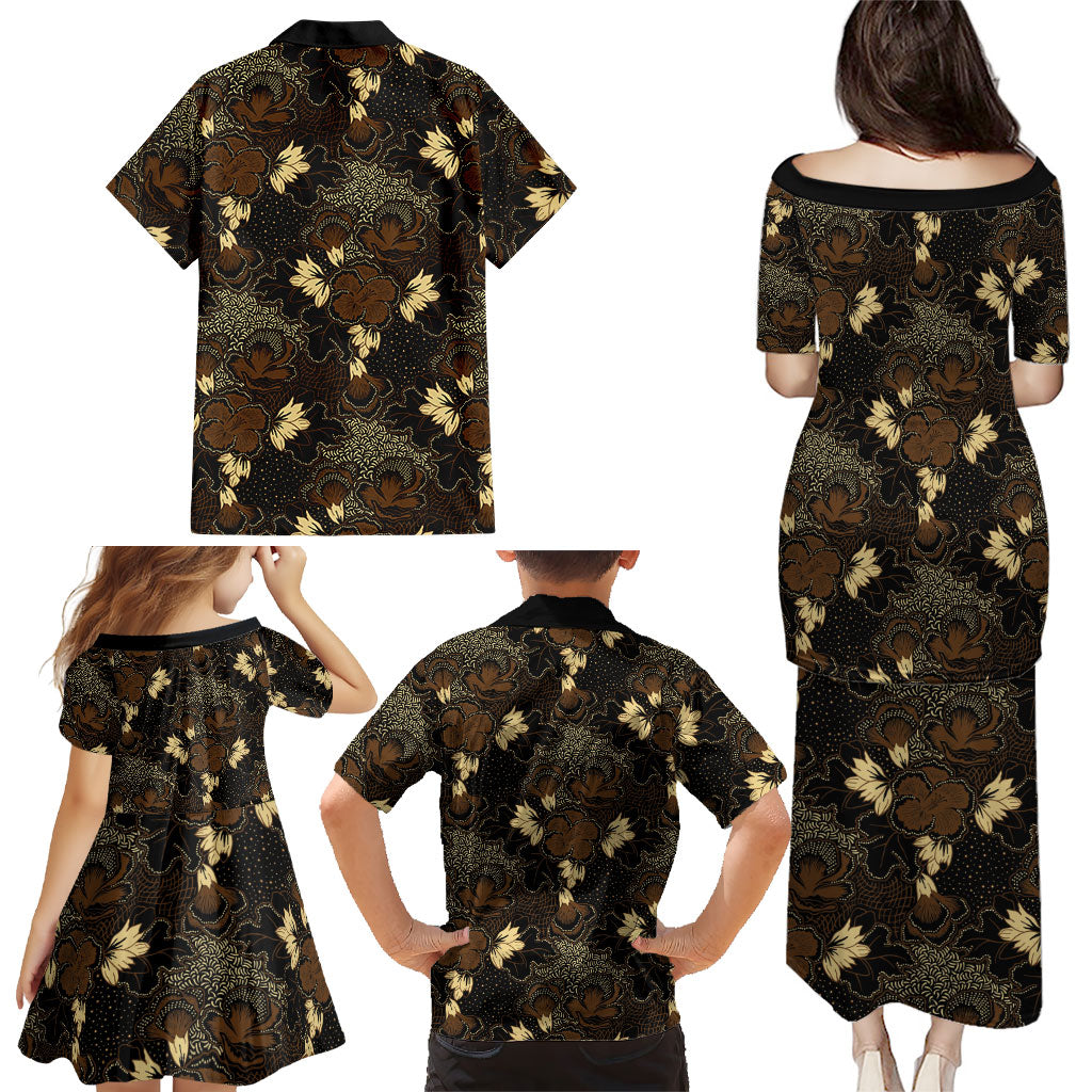 Javanese Batik Semen Family Matching Puletasi and Hawaiian Shirt Indonesian Traditional Pattern