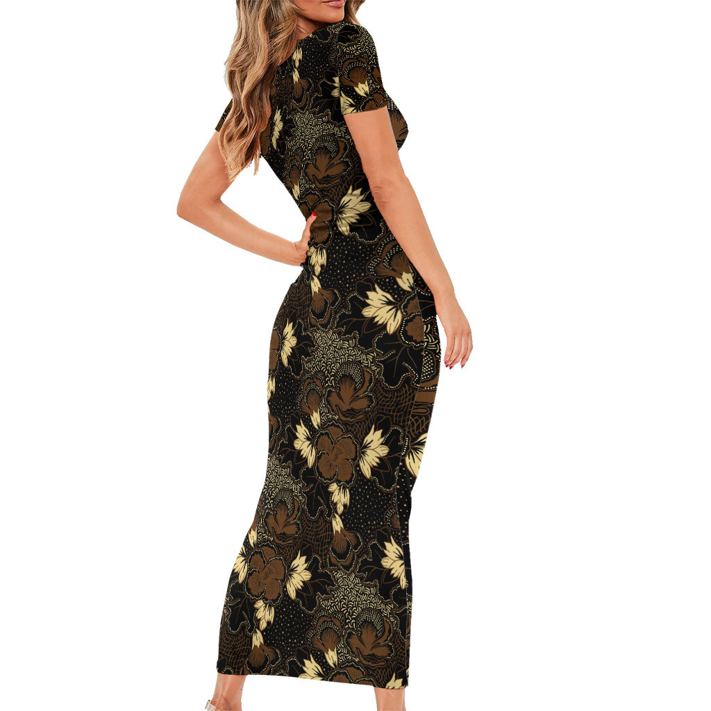 Javanese Batik Semen Family Matching Short Sleeve Bodycon Dress and Hawaiian Shirt Indonesian Traditional Pattern LT01 - Polynesian Pride