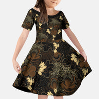 Javanese Batik Semen Kid Short Sleeve Dress Indonesian Traditional Pattern