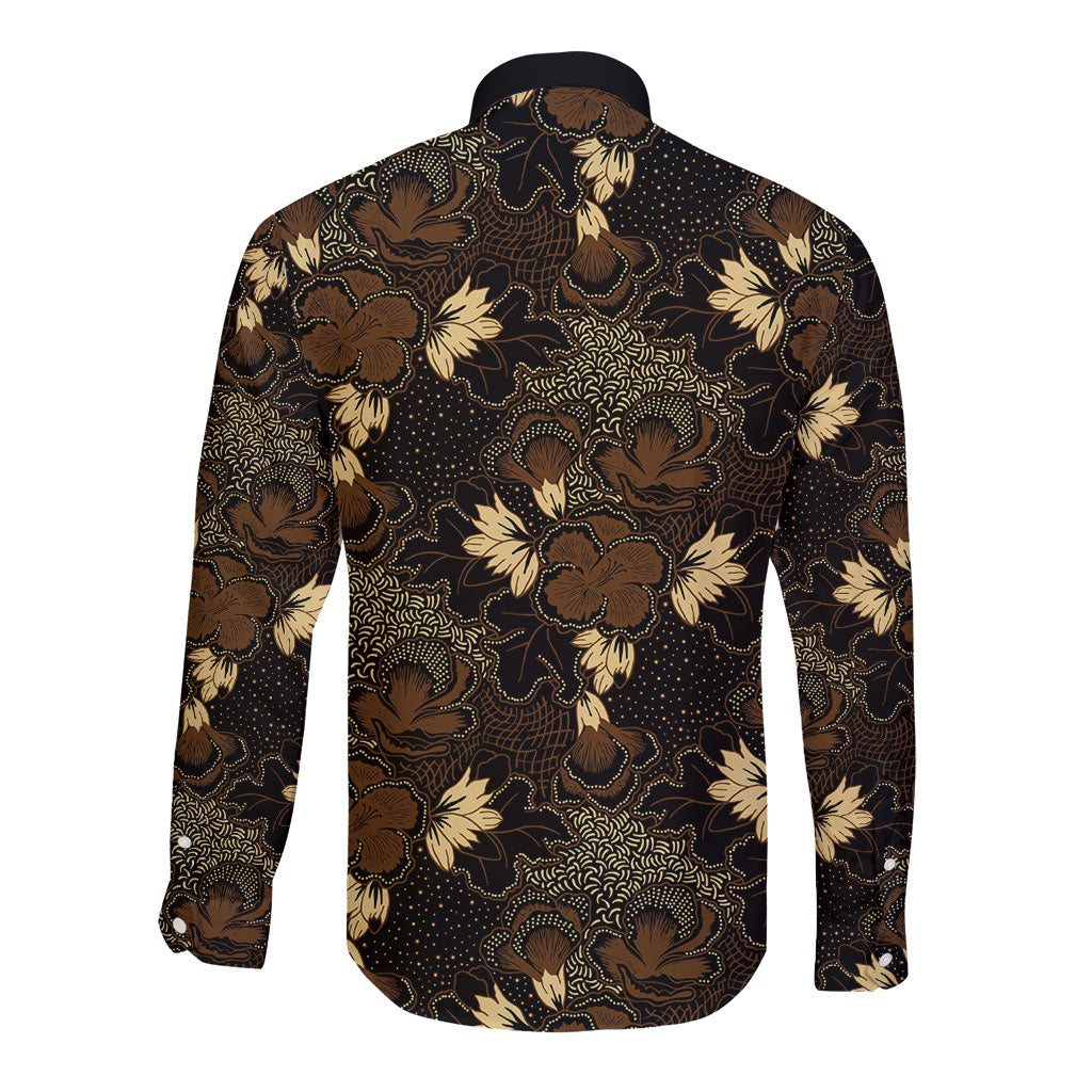 Javanese Batik Semen Long Sleeve Button Shirt Indonesian Traditional Pattern