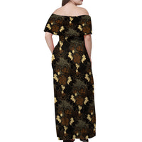 Javanese Batik Semen Off Shoulder Maxi Dress Indonesian Traditional Pattern