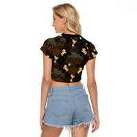 Javanese Batik Semen Raglan Cropped T Shirt Indonesian Traditional Pattern