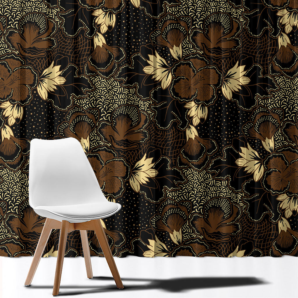 Javanese Batik Semen Window Curtain Indonesian Traditional Pattern