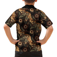 Batik Pedalaman Semen Lereng Style Family Matching Off Shoulder Short Dress and Hawaiian Shirt Indonesian Traditional Pattern LT01 - Polynesian Pride