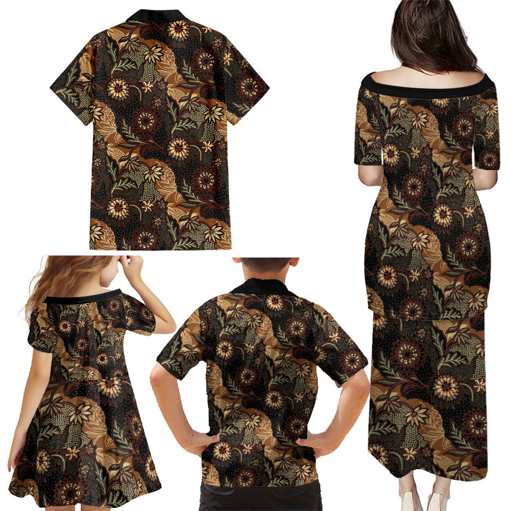 Batik Pedalaman Semen Lereng Style Family Matching Puletasi and Hawaiian Shirt Indonesian Traditional Pattern LT01 - Polynesian Pride