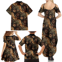Batik Pedalaman Semen Lereng Style Family Matching Summer Maxi Dress and Hawaiian Shirt Indonesian Traditional Pattern LT01 - Polynesian Pride