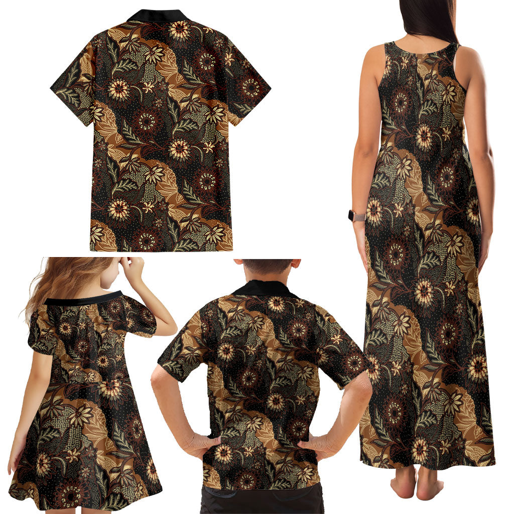 Batik Pedalaman Semen Lereng Style Family Matching Tank Maxi Dress and Hawaiian Shirt Indonesian Traditional Pattern LT01 - Polynesian Pride