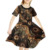 Batik Pedalaman Semen Lereng Style Kid Short Sleeve Dress Indonesian Traditional Pattern