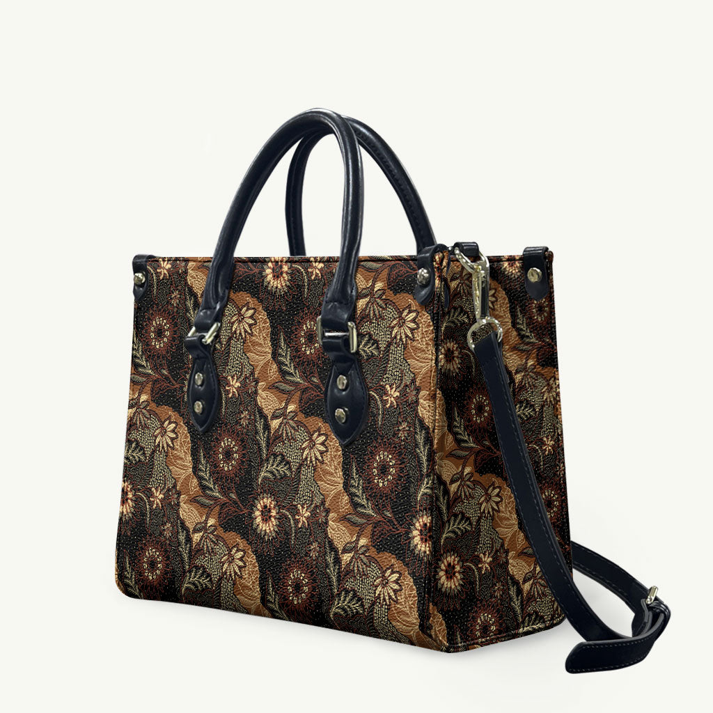 Batik Pedalaman Semen Lereng Style Leather Bag Indonesian Traditional Pattern LT01 Black - Polynesian Pride