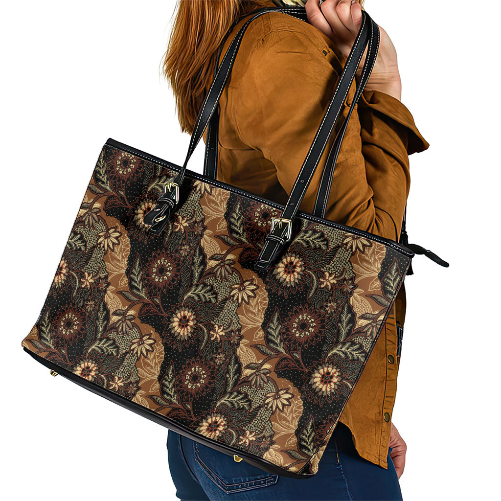 Batik Pedalaman Semen Lereng Style Leather Tote Bag Indonesian Traditional Pattern