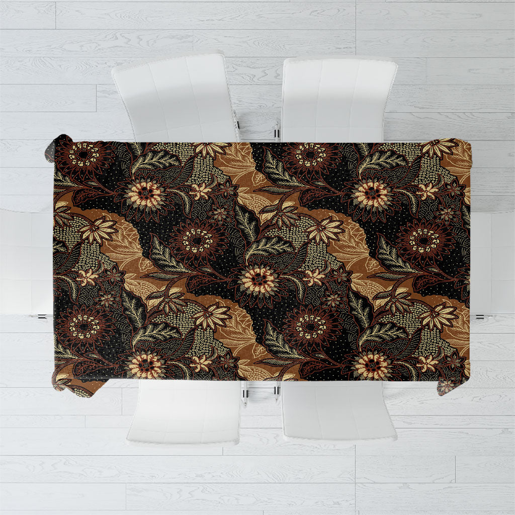 Batik Pedalaman Semen Lereng Style Tablecloth Indonesian Traditional Pattern LT01 Black - Polynesian Pride