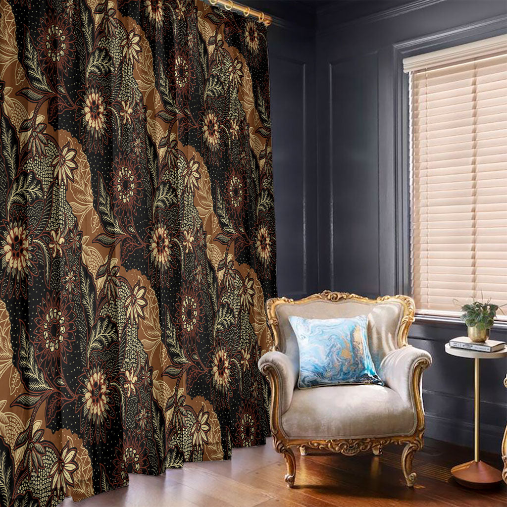 Batik Pedalaman Semen Lereng Style Window Curtain Indonesian Traditional Pattern