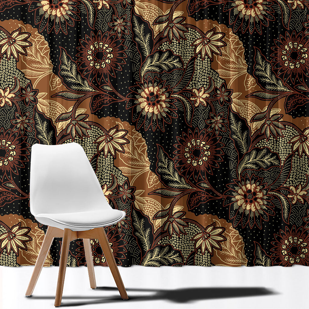 Batik Pedalaman Semen Lereng Style Window Curtain Indonesian Traditional Pattern