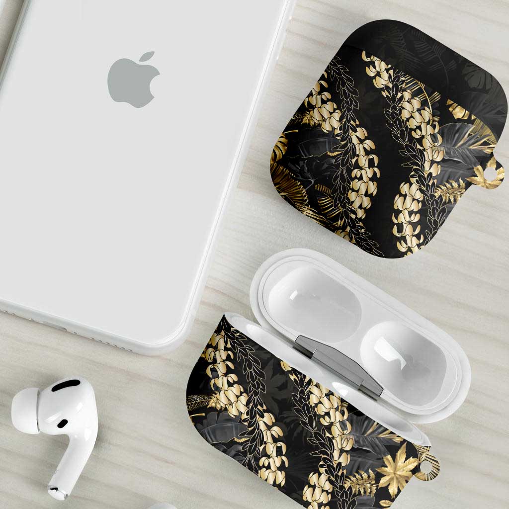 Gold Tropical Leaves Hawaii Mikioi Lei AirPods Case Luxury Stylized - Polynesian Pride