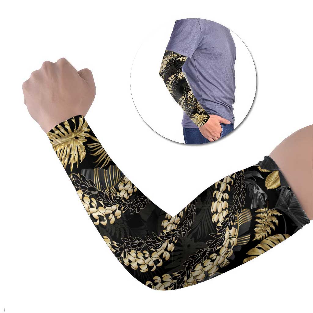Gold Tropical Leaves Hawaii Mikioi Lei Arm Sleeves Luxury Stylized - Polynesian Pride