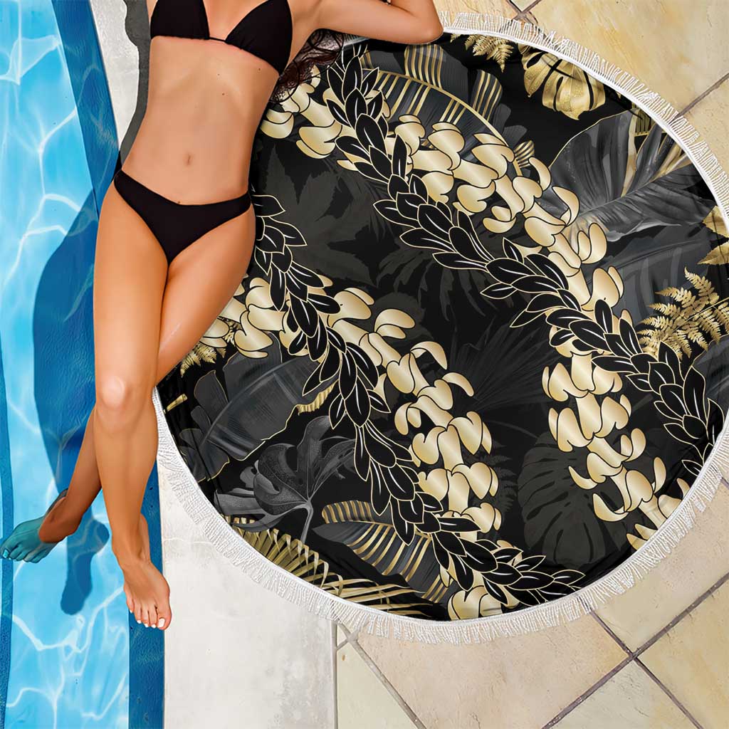 Gold Tropical Leaves Hawaii Mikioi Lei Beach Blanket Luxury Stylized - Polynesian Pride