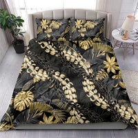Gold Tropical Leaves Hawaii Mikioi Lei Bedding Set Luxury Stylized - Polynesian Pride