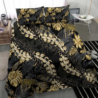 Gold Tropical Leaves Hawaii Mikioi Lei Bedding Set Luxury Stylized - Polynesian Pride