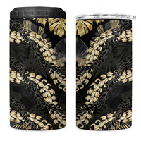 Gold Tropical Leaves Hawaii Mikioi Lei 4 in 1 Can Cooler Tumbler Luxury Stylized - Polynesian Pride