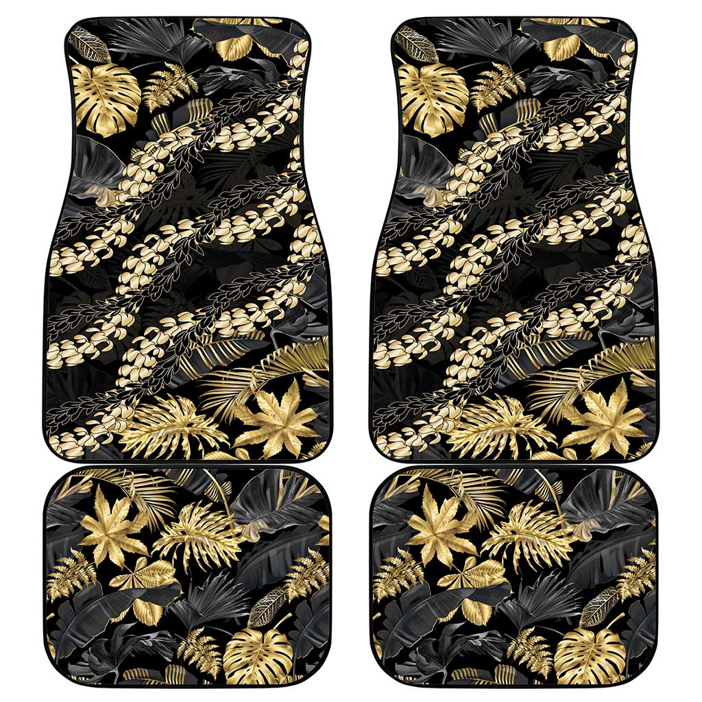Gold Tropical Leaves Hawaii Mikioi Lei Car Mats Luxury Stylized - Polynesian Pride