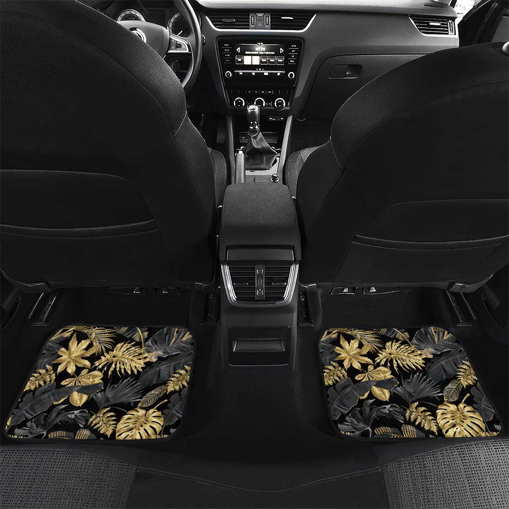 Gold Tropical Leaves Hawaii Mikioi Lei Car Mats Luxury Stylized - Polynesian Pride