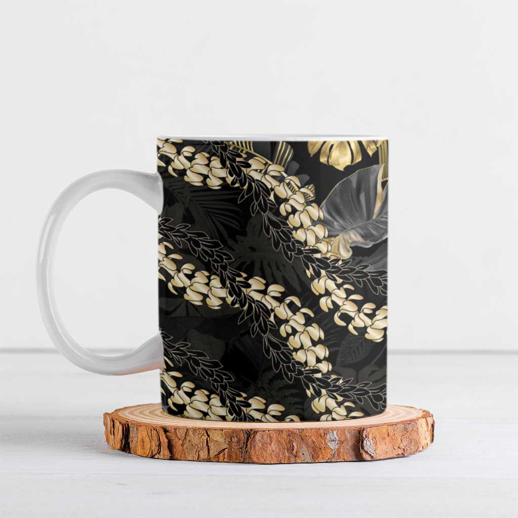 Gold Tropical Leaves Hawaii Mikioi Lei Ceramic Mug Luxury Stylized - Polynesian Pride