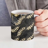 Gold Tropical Leaves Hawaii Mikioi Lei Ceramic Mug Luxury Stylized - Polynesian Pride