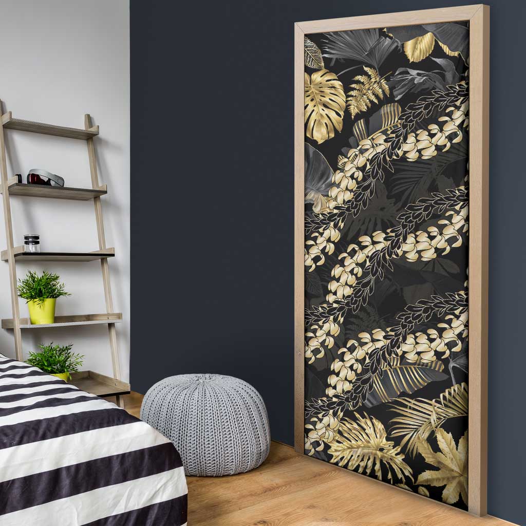 Gold Tropical Leaves Hawaii Mikioi Lei Door Cover Luxury Stylized - Polynesian Pride