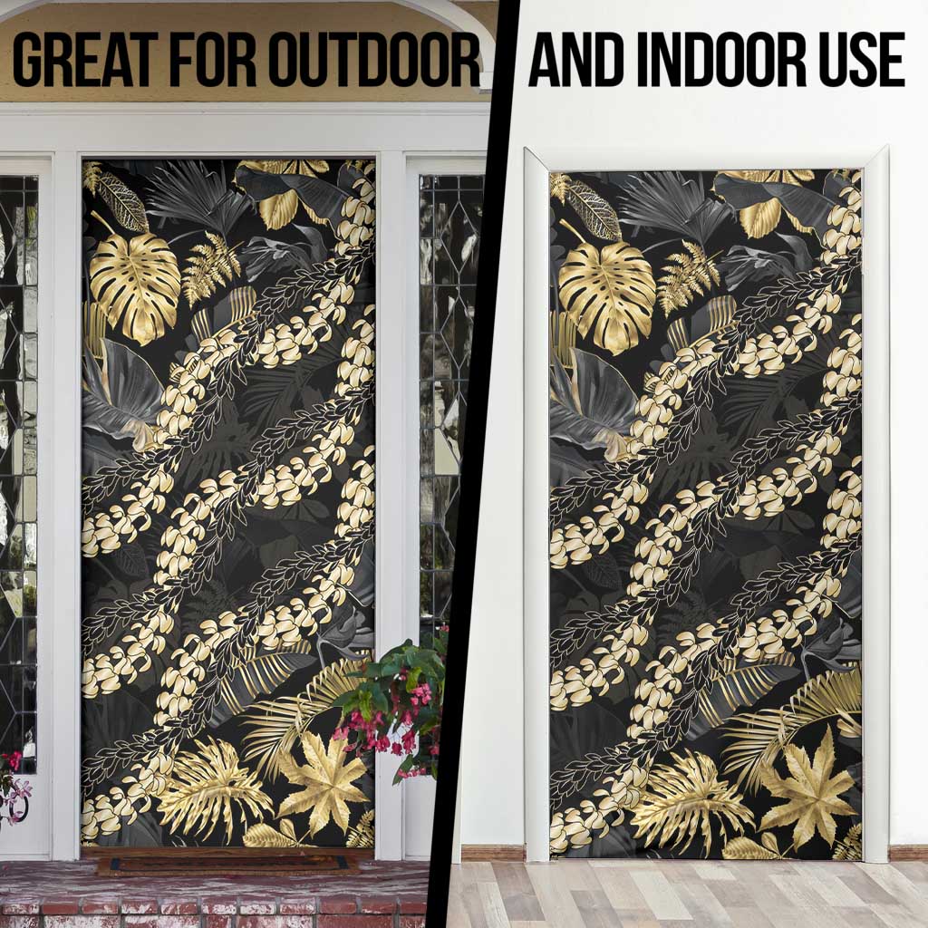 Gold Tropical Leaves Hawaii Mikioi Lei Door Cover Luxury Stylized - Polynesian Pride