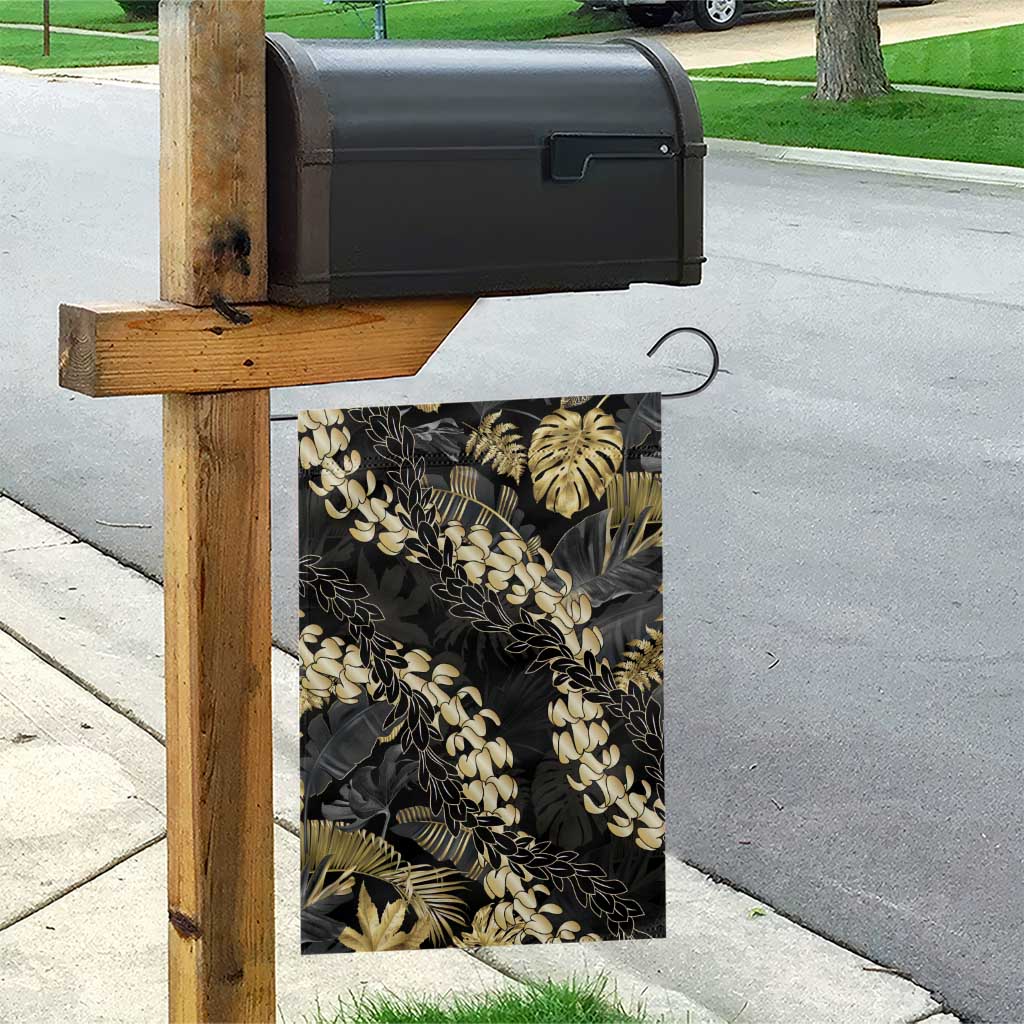 Gold Tropical Leaves Hawaii Mikioi Lei Garden Flag Luxury Stylized - Polynesian Pride