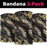 Gold Tropical Leaves Hawaii Mikioi Lei Neck Gaiter Luxury Stylized - Polynesian Pride