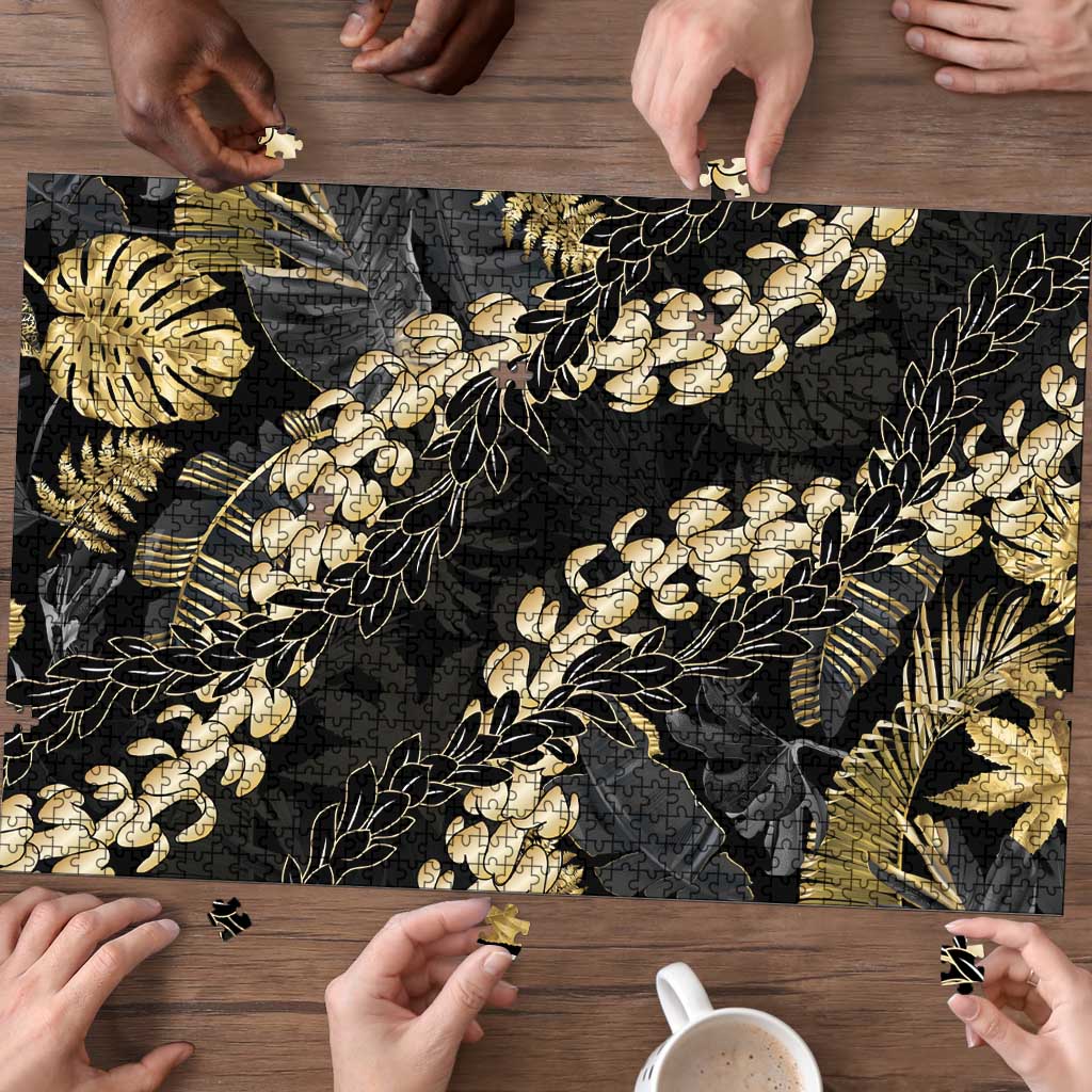 Gold Tropical Leaves Hawaii Mikioi Lei Puzzle Luxury Stylized - Polynesian Pride