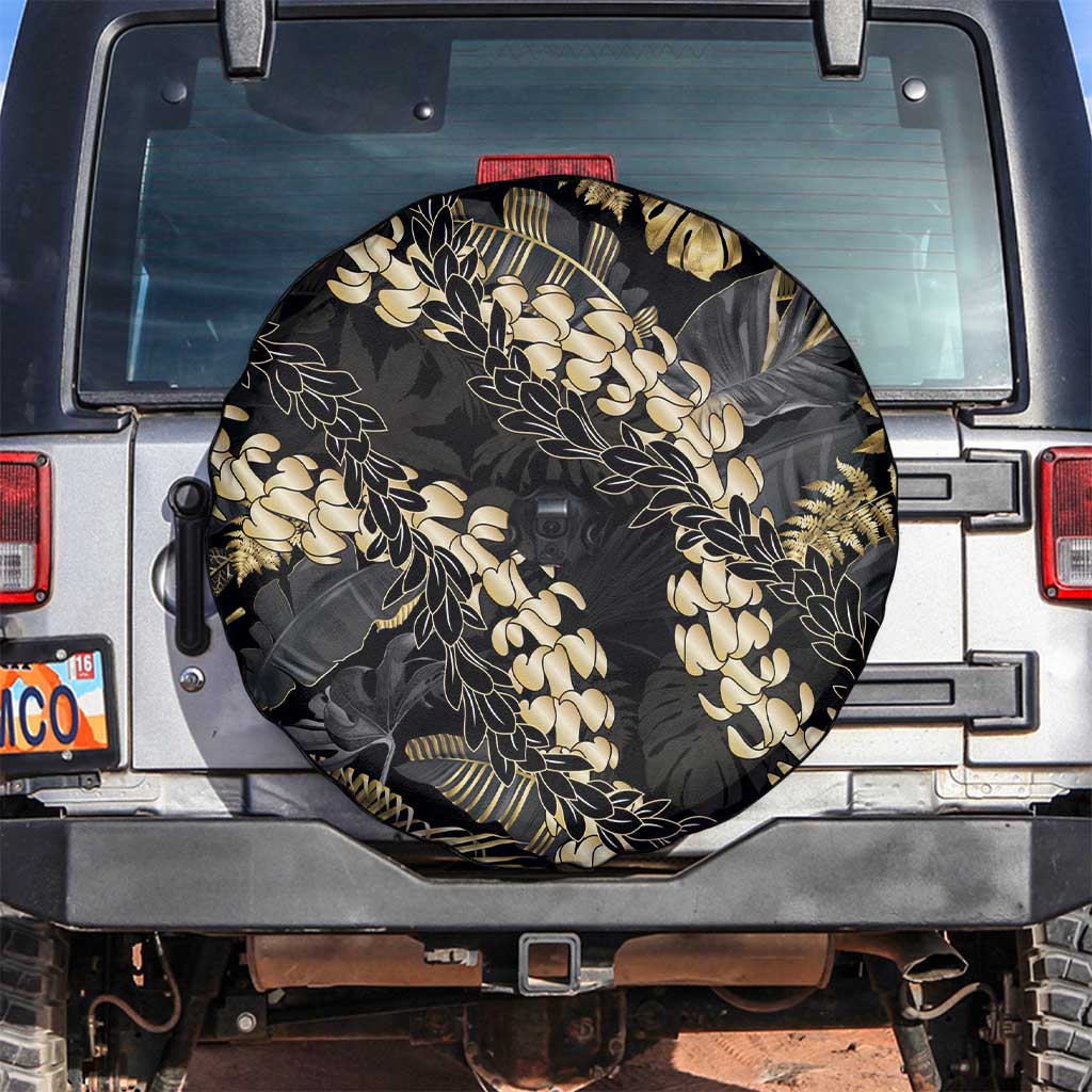 Gold Tropical Leaves Hawaii Mikioi Lei Spare Tire Cover Luxury Stylized - Polynesian Pride
