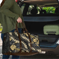 Gold Tropical Leaves Hawaii Mikioi Lei Travel Bag Luxury Stylized - Polynesian Pride