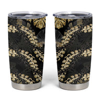 Gold Tropical Leaves Hawaii Mikioi Lei Tumbler Cup Luxury Stylized - Polynesian Pride