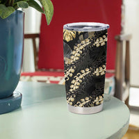 Gold Tropical Leaves Hawaii Mikioi Lei Tumbler Cup Luxury Stylized - Polynesian Pride