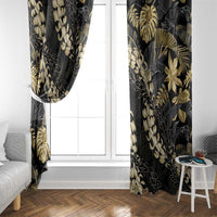 Gold Tropical Leaves Hawaii Mikioi Lei Window Curtain Luxury Stylized LT01 - Polynesian Pride