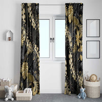 Gold Tropical Leaves Hawaii Mikioi Lei Window Curtain Luxury Stylized LT01 - Polynesian Pride