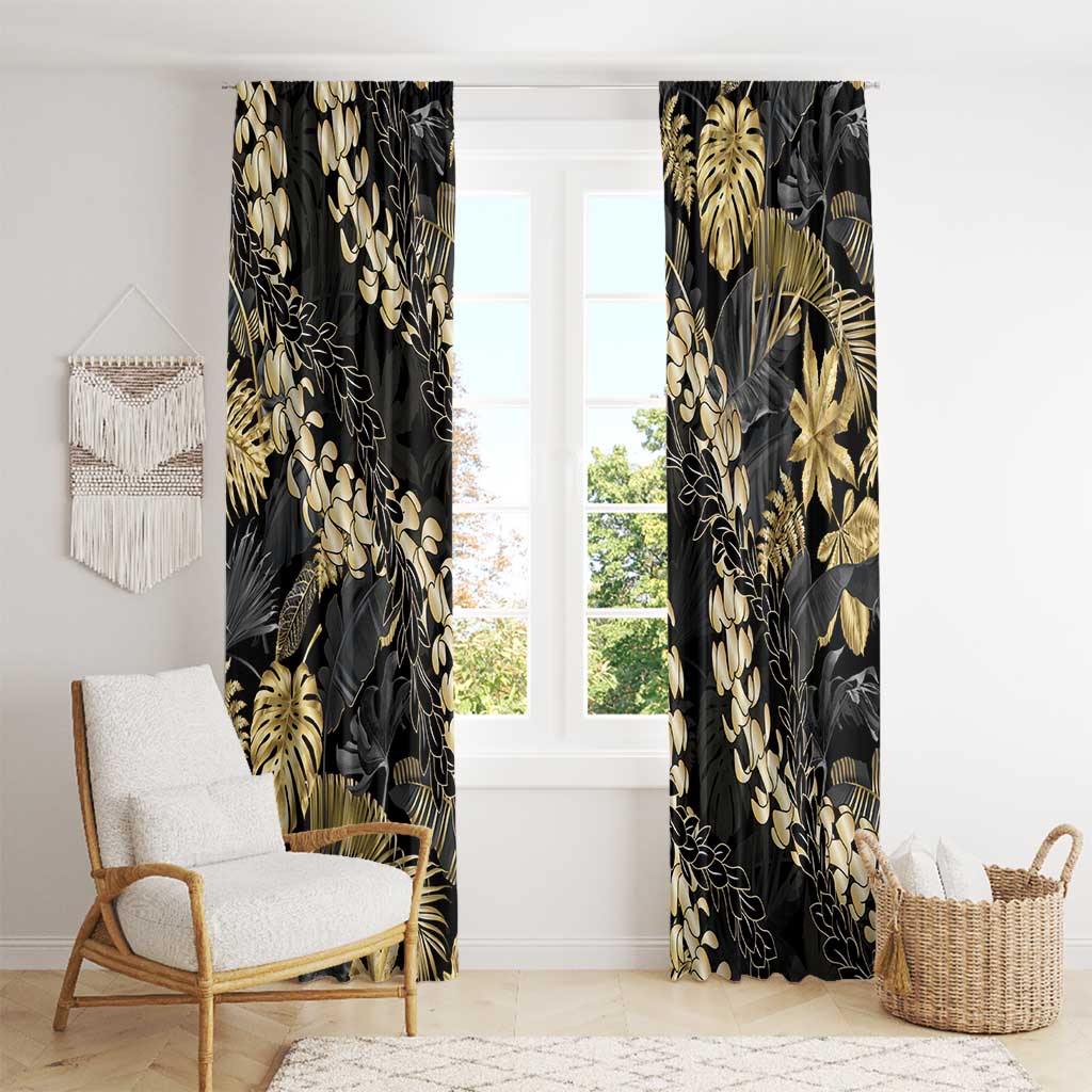 Gold Tropical Leaves Hawaii Mikioi Lei Window Curtain Luxury Stylized LT01 - Polynesian Pride