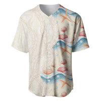 Beige Hawaii Lei Seashells Starfish Baseball Jersey Sandy Sylized LT01 Beige - Polynesian Pride