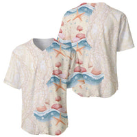 Beige Hawaii Lei Seashells Starfish Baseball Jersey Sandy Sylized LT01 - Polynesian Pride
