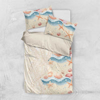 Beige Hawaii Lei Seashells Starfish Bedding Set Sandy Sylized - Polynesian Pride