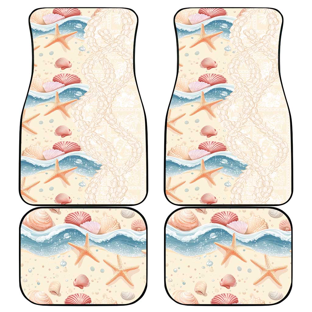 Beige Hawaii Lei Seashells Starfish Car Mats Sandy Sylized - Polynesian Pride