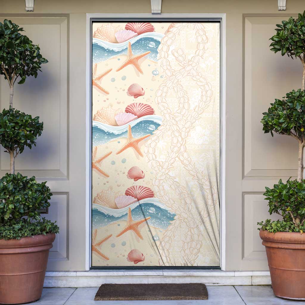 Beige Hawaii Lei Seashells Starfish Door Cover Sandy Sylized - Polynesian Pride