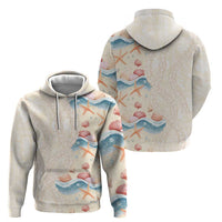 Beige Hawaii Lei Seashells Starfish Hoodie Sandy Sylized - Polynesian Pride