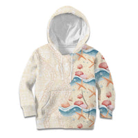 Beige Hawaii Lei Seashells Starfish Kid Hoodie Sandy Sylized - Polynesian Pride