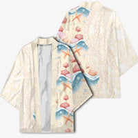Beige Hawaii Lei Seashells Starfish Kimono Sandy Sylized - Polynesian Pride