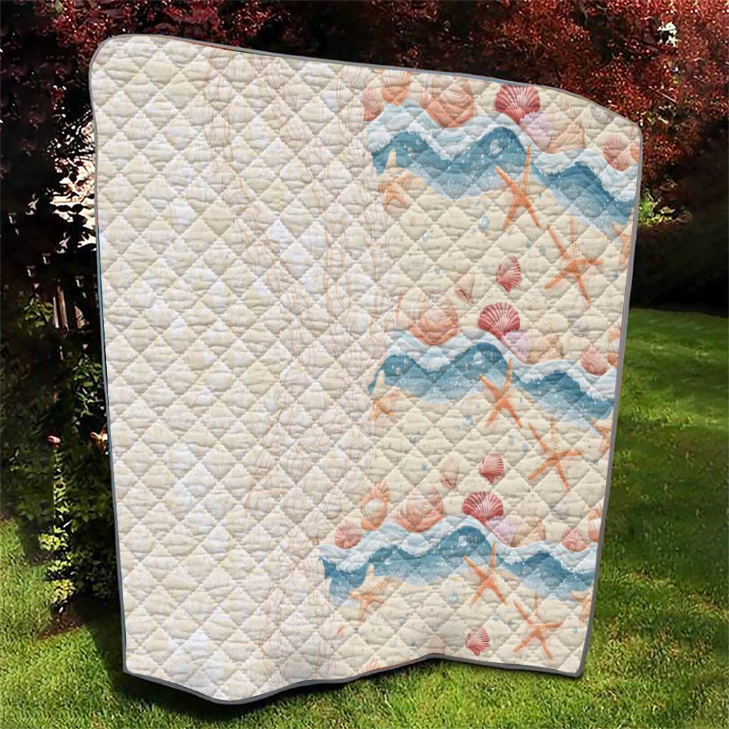 Beige Hawaii Lei Seashells Starfish Quilt Sandy Sylized - Polynesian Pride