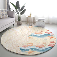 Beige Hawaii Lei Seashells Starfish Round Carpet Sandy Sylized LT01 - Polynesian Pride